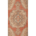 Vintage Nevşehir Turkish Runner Rug 3x8 ft — Orange & Beige Floral