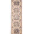 Hand-woven vintage Konya runner rug in beige wool and cotton with geometric patterns, 3x10 ft.