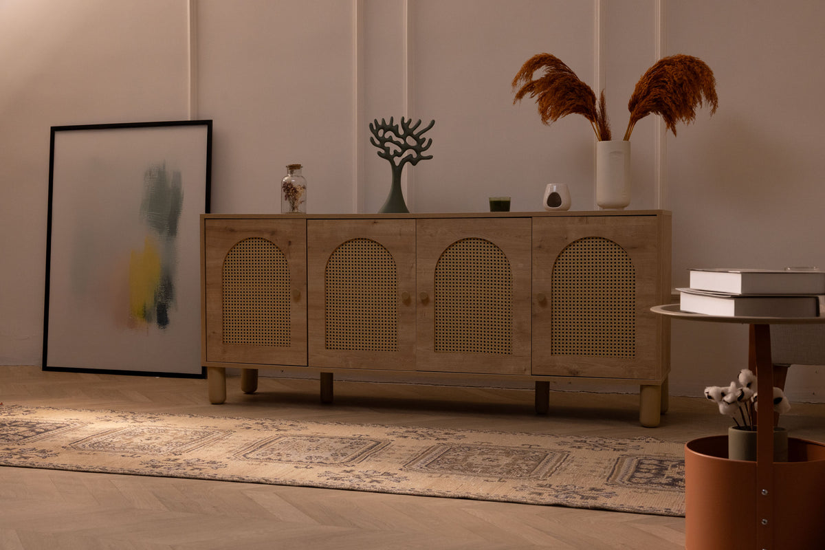 Vintage beige Konya runner rug with geometric patterns in a wool and cotton blend, 3x10 ft hallway runner.