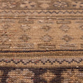 Hand-woven vintage Konya runner rug in beige with geometric patterns, crafted from wool and cotton with a low pile texture.