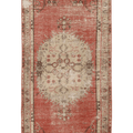Vintage Denizli Turkish Runner Rug 3x6 ft — Red & Beige Floral