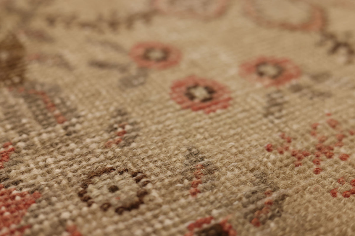 Vintage Denizli Turkish Runner Rug 3x6 ft — Red & Beige Floral