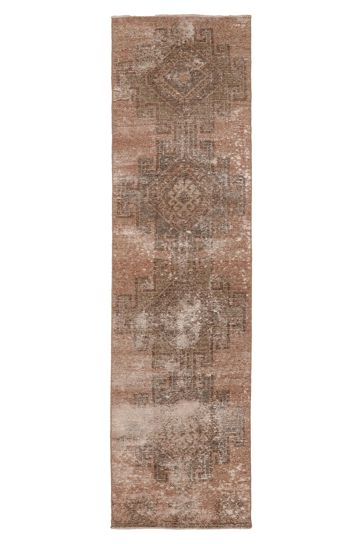 Vintage Malatya Turkish Runner Rug 2x9 ft — Brown & Beige Distressed (No. 55651)