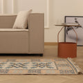 Vintage Muğla Turkish Runner Rug 2x11 ft — Beige & Blue Geometric