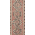 Vintage Niğde Turkish Runner Rug 2x9 ft — Pink & Gray Geometric