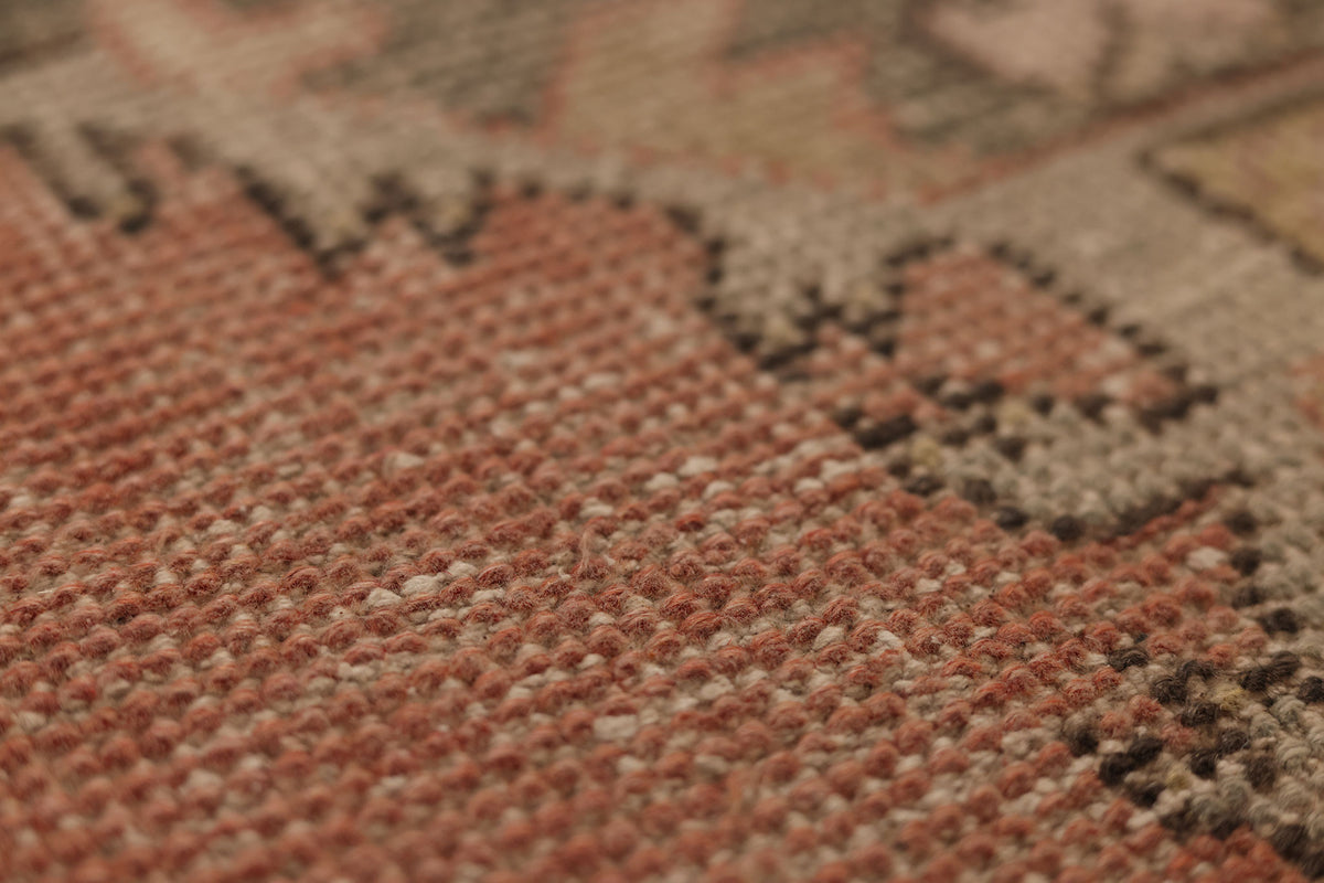 Vintage Niğde Turkish Runner Rug 2x9 ft — Pink & Gray Geometric