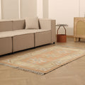 Vintage Muğla Turkish Runner Rug 3x6 ft — Orange & Beige Geometric