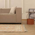 Vintage Muğla Turkish Runner Rug 3x6 ft — Orange & Beige Geometric