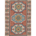 Vintage Niğde Turkish Area Rug 2x4 ft — Beige & Red Geometric