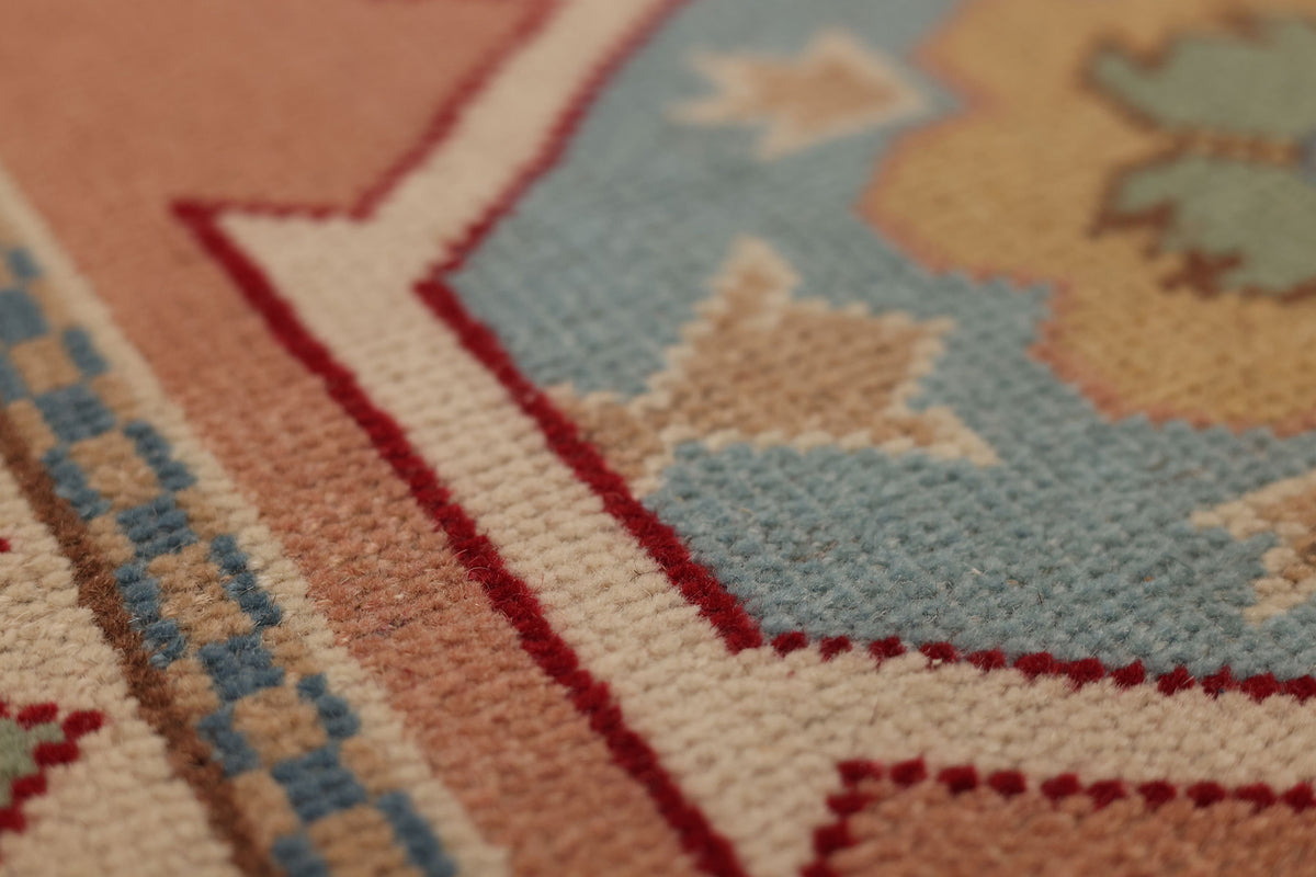Vintage Niğde Turkish Area Rug 2x4 ft — Beige & Red Geometric