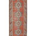 Vintage Niğde Turkish Runner Rug 3x9 ft — Orange & Gray Geometric