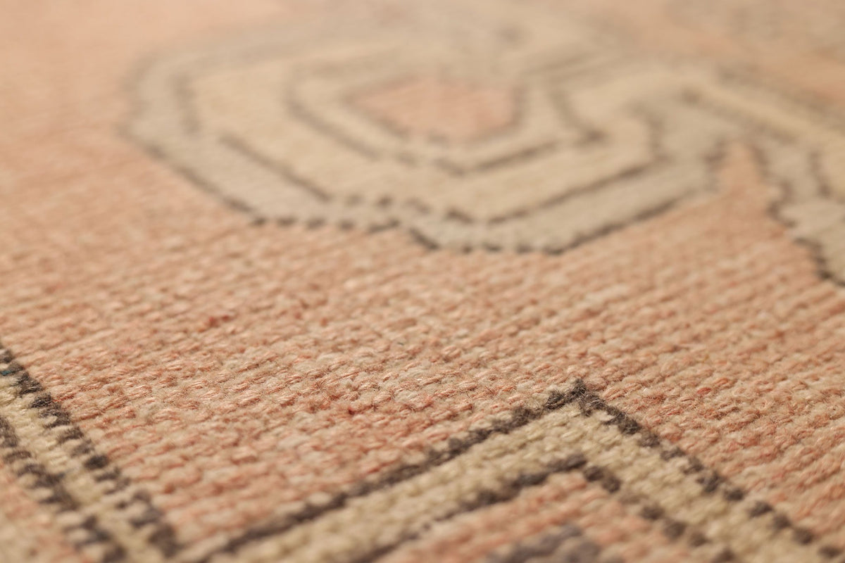 Vintage Nevşehir Turkish Area Rug 4x8 ft — Orange & Beige Geometric