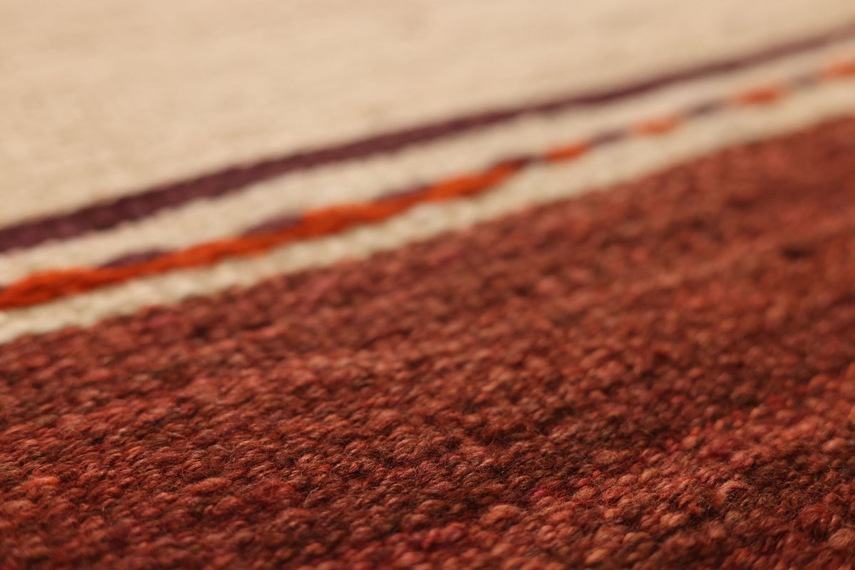Vintage Southeastern Persian Style Kilim Runner Rug 3x11 ft — Red & Brown Stripped