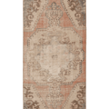 Vintage Nevşehir Turkish Area Rug 3x7 ft — Orange & Beige Floral