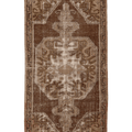 Vintage Elazığ Turkish Area Rug 3x7 ft — Brown & Beige Distressed