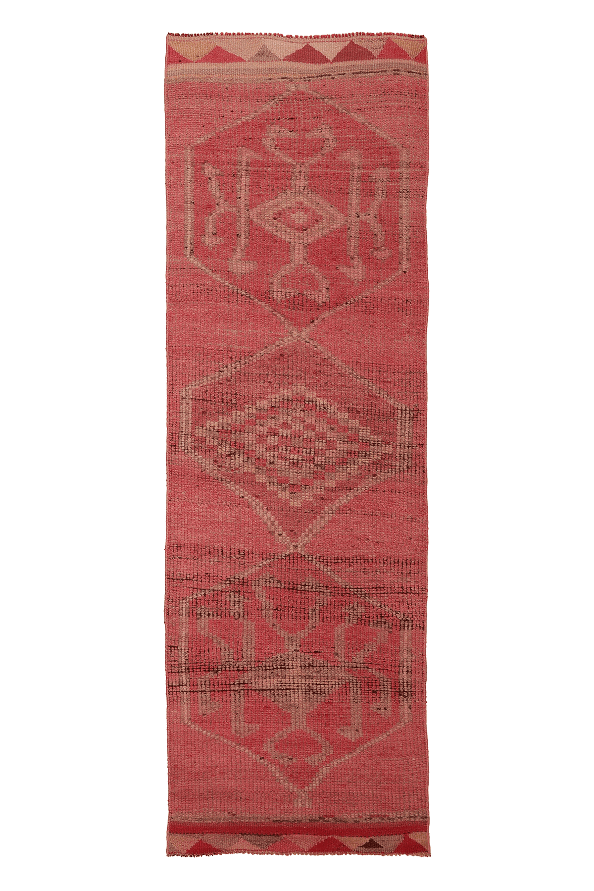 Vintage Southeastern Persian Style Runner Rug 3x9 ft — Red & Beige Geometric