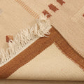 Vintage Uşak Turkish Runner Rug 3x6 ft — Beige & Brown Geometric