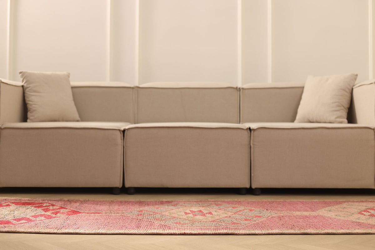 Vintage Southeastern Persian Style Runner Rug 3x10 ft — Red & Brown Geometric