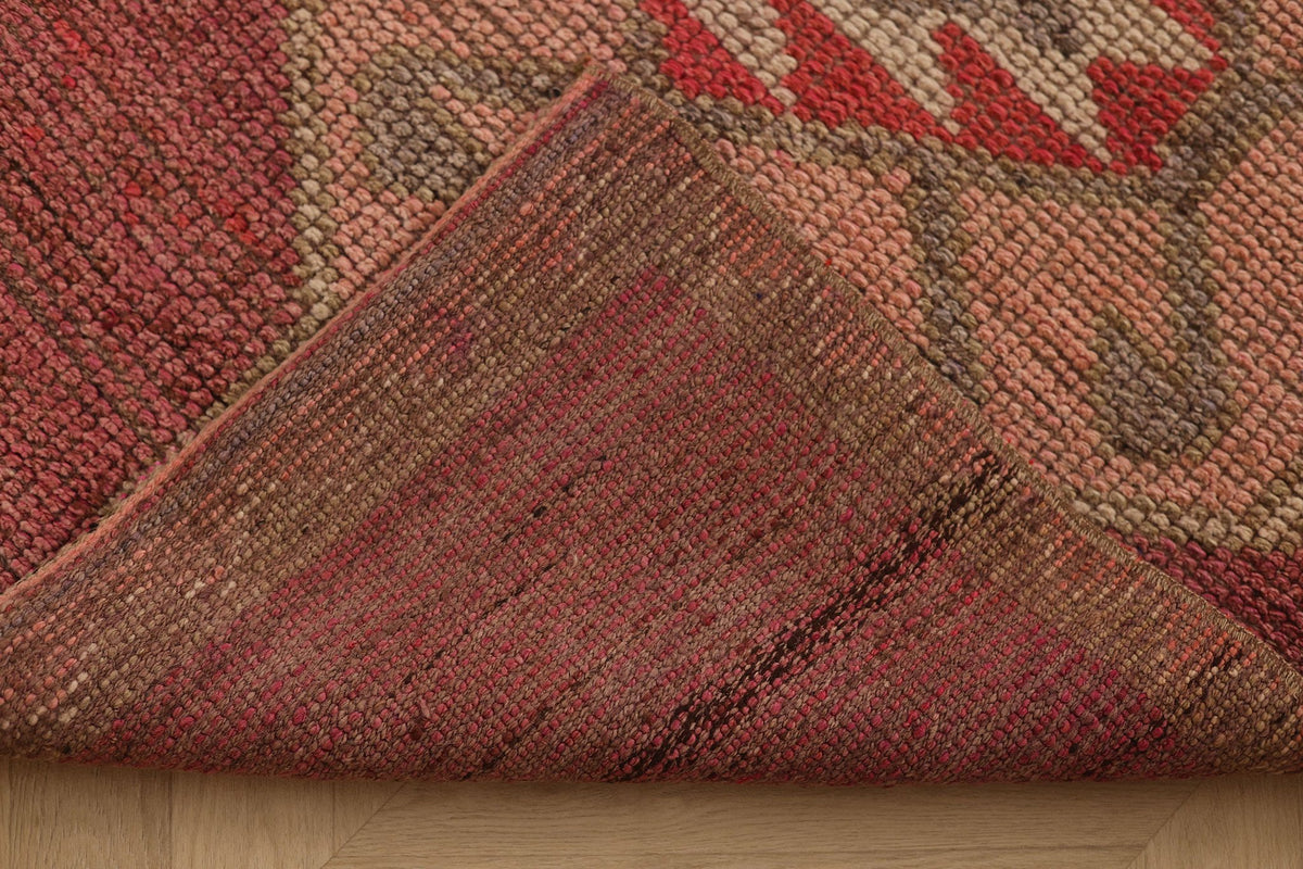 Vintage Southeastern Persian Style Runner Rug 3x10 ft — Red & Brown Geometric