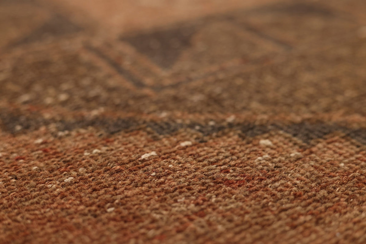Vintage Malatya Turkish Runner Rug 3x12 ft — Brown & Orange Geometric