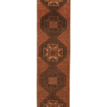Vintage Malatya Turkish Runner Rug 3x12 ft — Brown & Orange Geometric