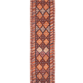 Handmade 2.7x13.3 ft wool and cotton runner rug in brown and orange with a geometric, bohemian maximalist pattern.