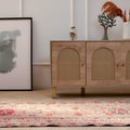 Beige Persian-style runner rug with maximalist floral patterns, handmade from wool and cotton, measuring 2.7 x 12.9 ft.