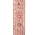 Handmade 2.7x12.9 ft beige Persian-style runner rug in wool and cotton with a maximalist floral bohemian pattern.