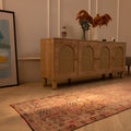 Handmade 2.7x10.9 ft Persian-style runner rug in brown and beige wool-cotton blend with floral bohemian patterns.
