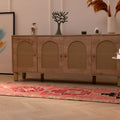 Pink Persian-style wool and cotton runner rug with geometric patterns in a bohemian living room setting.
