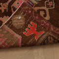 Vintage Kars Turkish Runner Rug 2x10 ft — Brown & Green Geometric