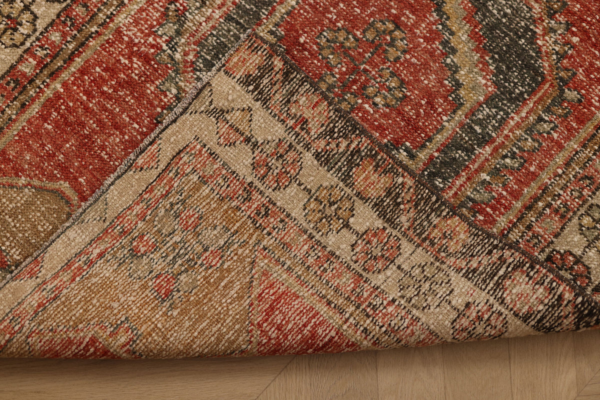 Vintage Malatya Turkish Runner Rug 2x10 ft — Red & Brown Geometric (No. 55843)