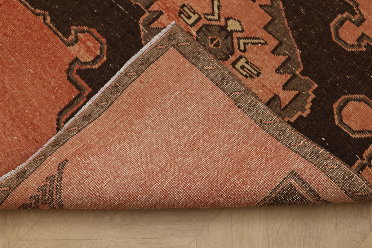 Vintage Malatya Turkish Runner Rug 3x10 ft — Red & Brown Geometric (No. 55866)