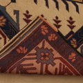 Vintage Balıkesir Turkish Area Rug 4x6 ft — Beige & Blue Geometric