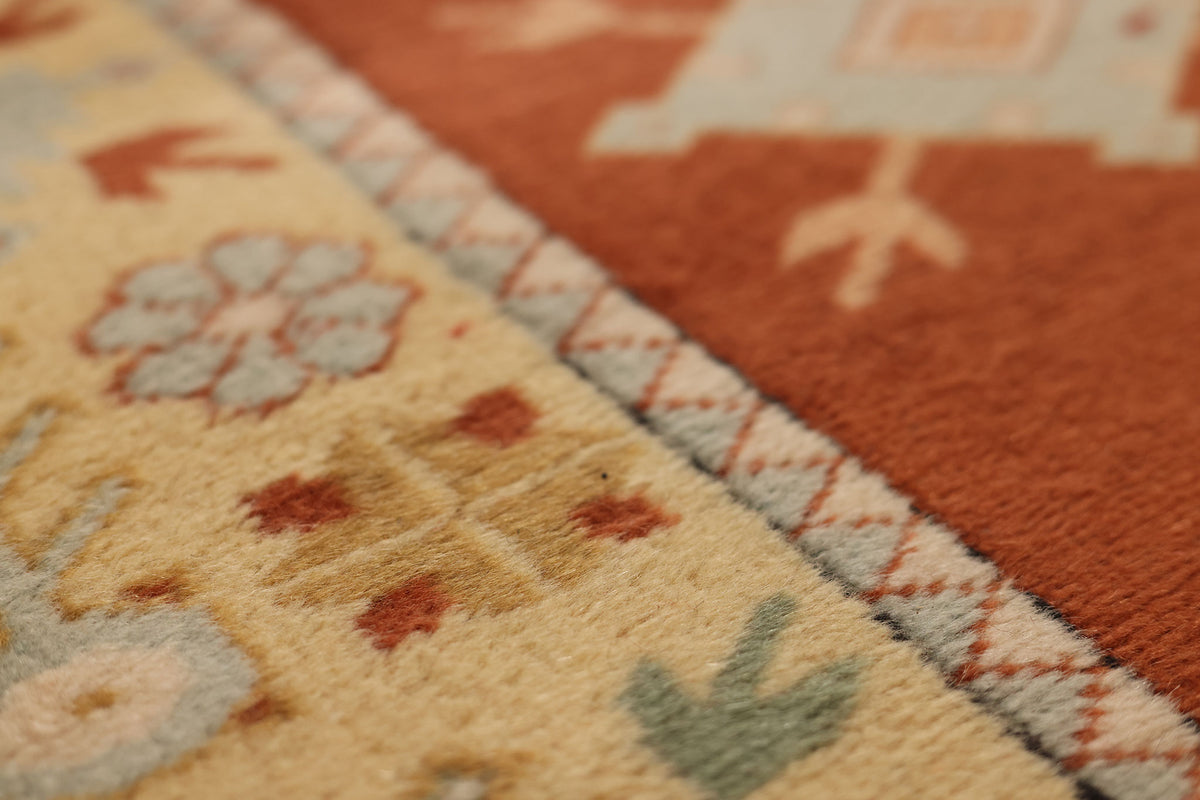 Vintage Muğla Turkish Runner Rug 3x10 ft — Red & Beige Geometric