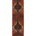 Vintage Malatya Turkish Runner Rug 2x13 ft — Red & Brown Geometric
