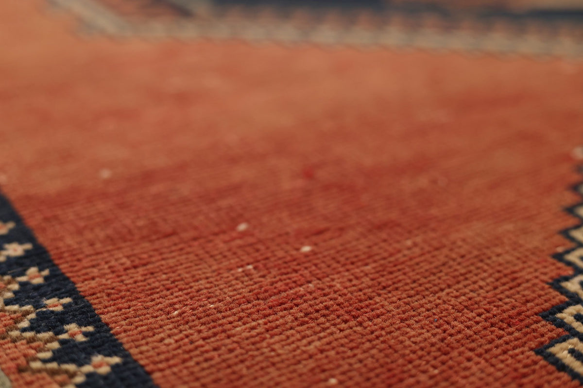 Vintage Malatya Turkish Runner Rug 4x11 ft — Red & Blue Geometric