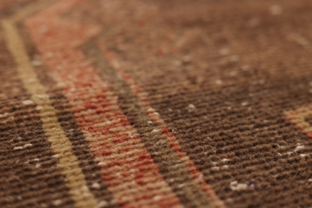 Vintage Malatya Turkish Runner Rug 3x13 ft — Red & Brown Geometric