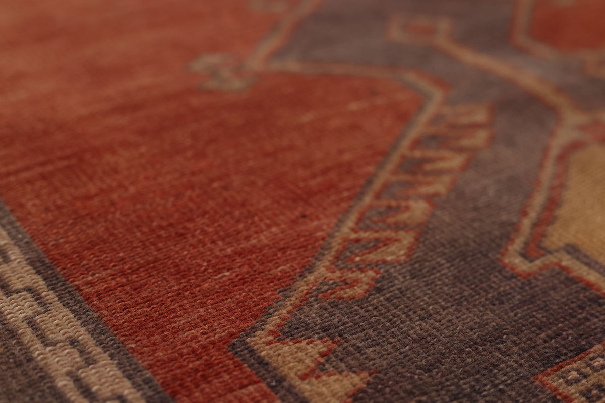 Vintage Malatya Turkish Runner Rug 2x11 ft — Red & Brown Geometric