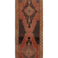 Vintage Malatya Turkish Runner Rug 3x12 ft — Brown & Red Geometric