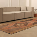Vintage Malatya Turkish Runner Rug 3x12 ft — Brown & Red Geometric