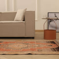 Vintage Malatya Turkish Runner Rug 3x12 ft — Brown & Red Geometric