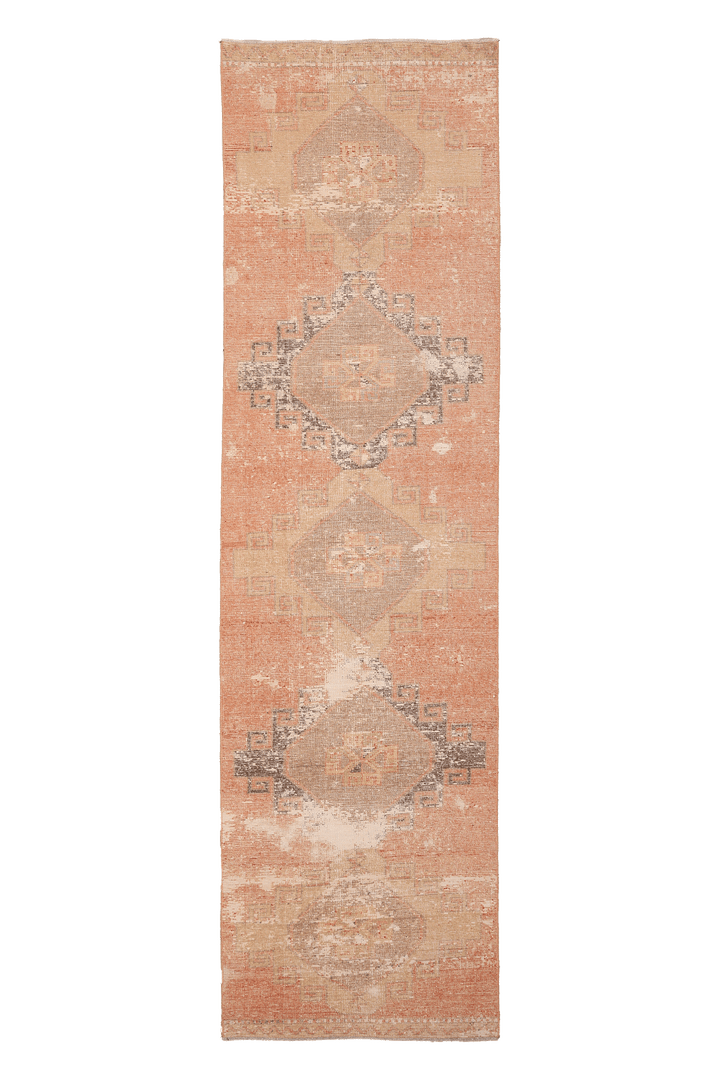 Vintage Malatya Turkish Runner Rug 3x11 ft — Orange & Beige Distressed