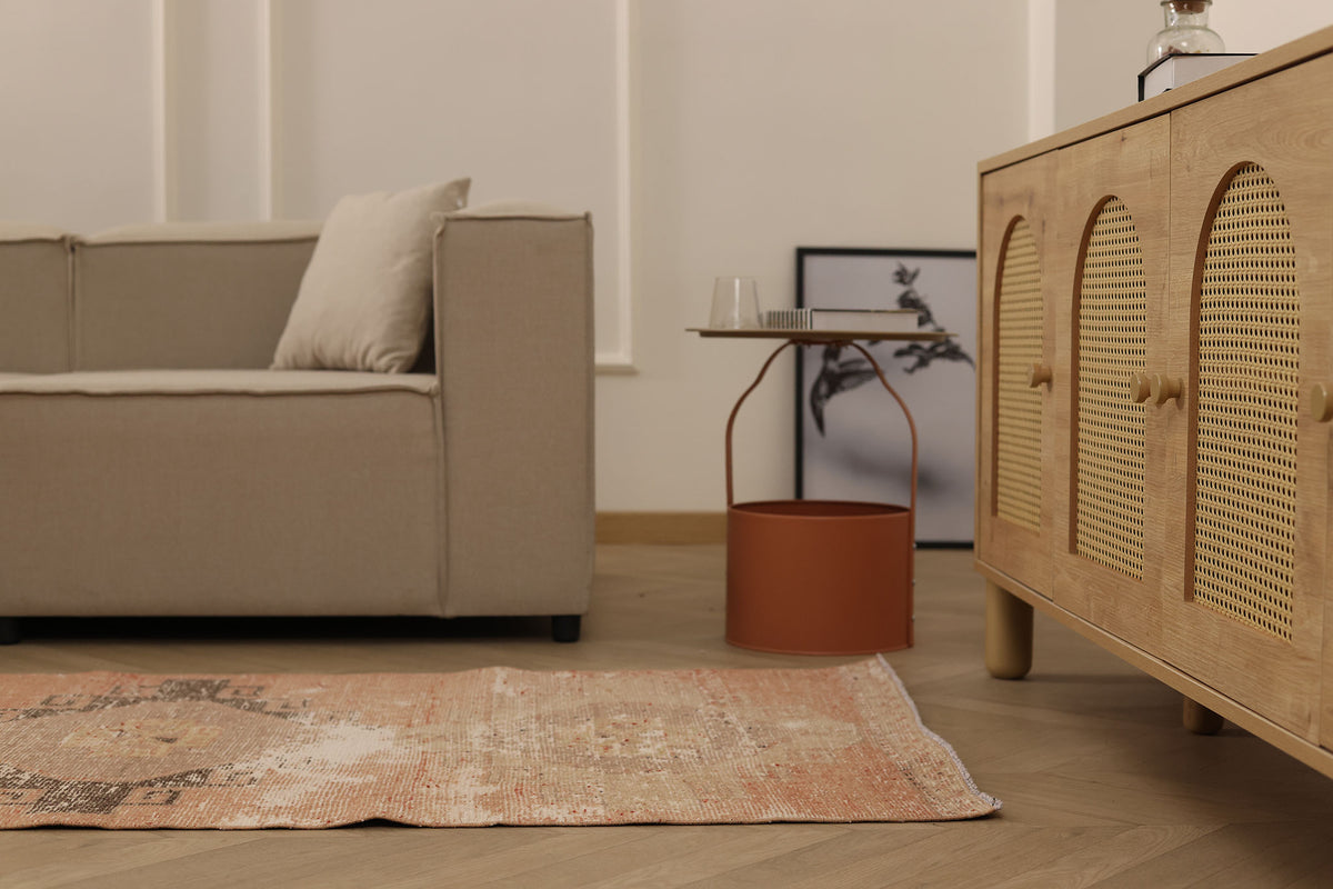 Vintage Malatya Turkish Runner Rug 3x11 ft — Orange & Beige Distressed