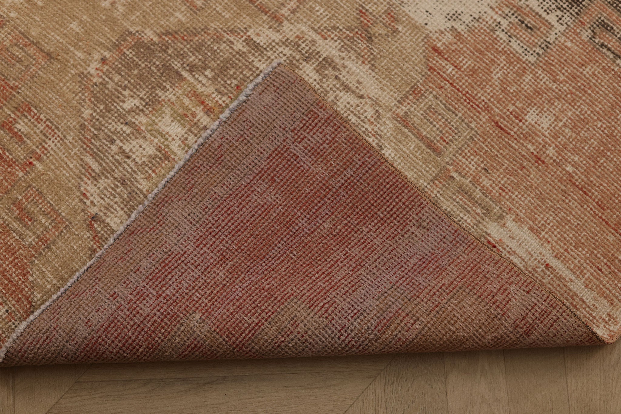Vintage Malatya Turkish Runner Rug 3x11 ft — Orange & Beige Distressed