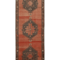 Vintage Malatya Turkish Runner Rug 3x11 ft — Red & Brown Geometric (No. 55992)