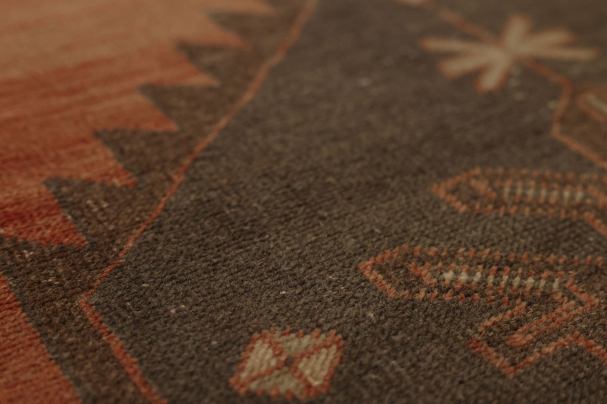 Vintage Malatya Turkish Runner Rug 3x11 ft — Red & Brown Geometric (No. 55992)