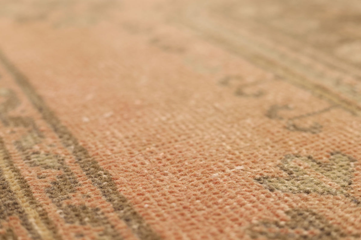 Vintage Konya Turkish Runner Rug 4x11 ft — Orange & Brown Floral
