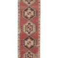 Vintage Malatya Turkish Runner Rug 3x13 ft — Red & Beige Geometric