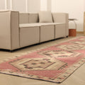 Vintage Malatya Turkish Runner Rug 3x13 ft — Red & Beige Geometric